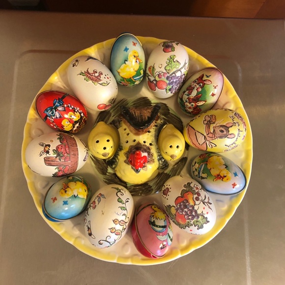 Egg plate: chicken with S&P shakers Japan ceramic - Picture 7 of 10